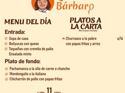 Que Barbaro Menu